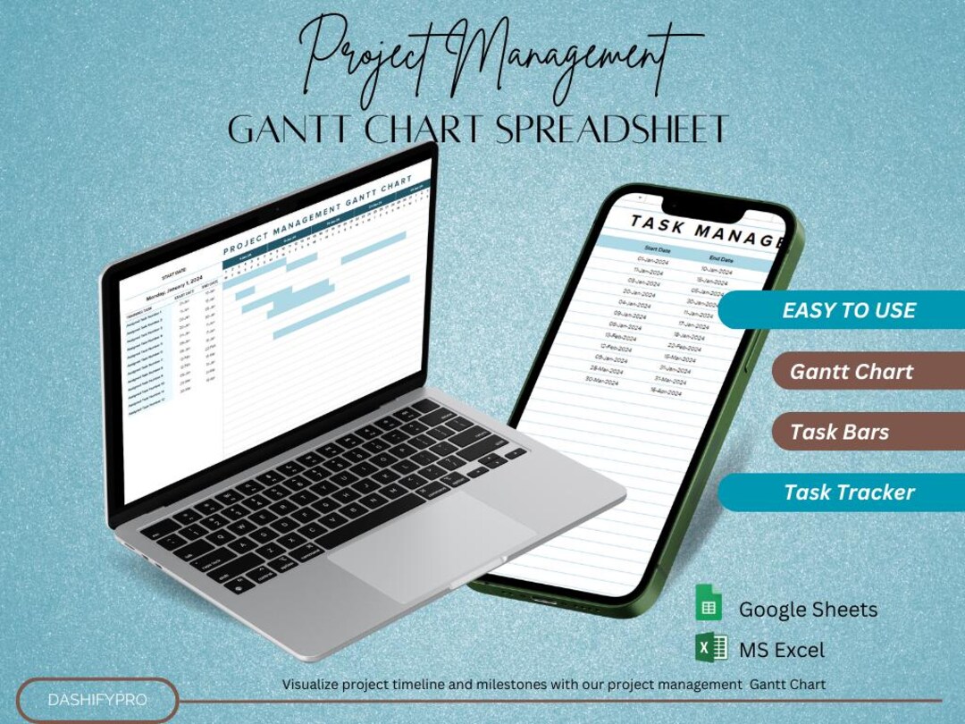 Gantt Chart Small Business Project Planner Google Sheets Excel Task ...