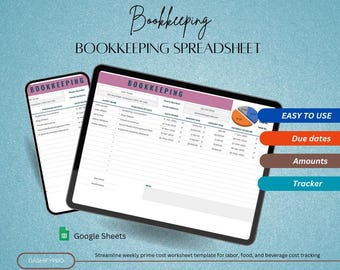 Bookkeeping Spreadsheet Small Business Template Google Sheets Business Expense Bill Tracker Income Sales Tracker Accounting Template