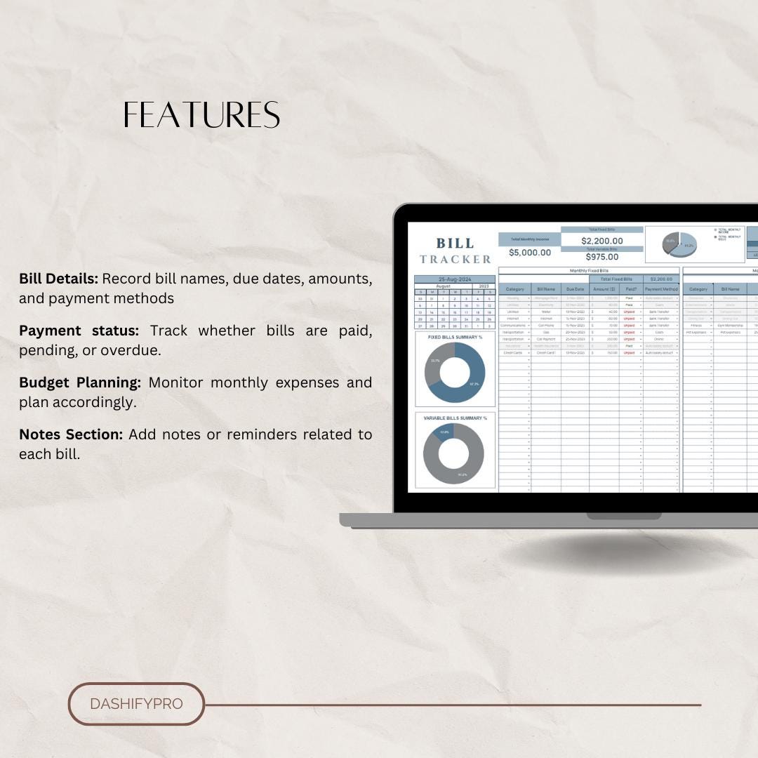 Bill Tracker Spreadsheet Google Sheets Excel Bill Calendar Monthly ...