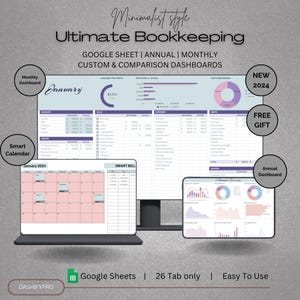 Small Business Bookkeeping Spreadsheet Easy Bookkeeping Template Accounting Google Sheets Profit and Loss Income and Expense Tracker