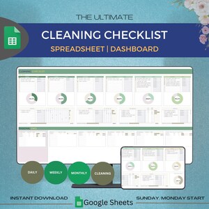 2025 Cleaning Schedule Google Sheets, Cleaning Checklist Spreadsheet, Family Chore Chart, To Do List Daily Weekly Monthly House Chores