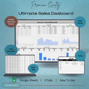 Sales Dashboard Google Sheets Template Small Business Spreadsheet Digital Template Sales Statistics Online Sales Insight Manager Management