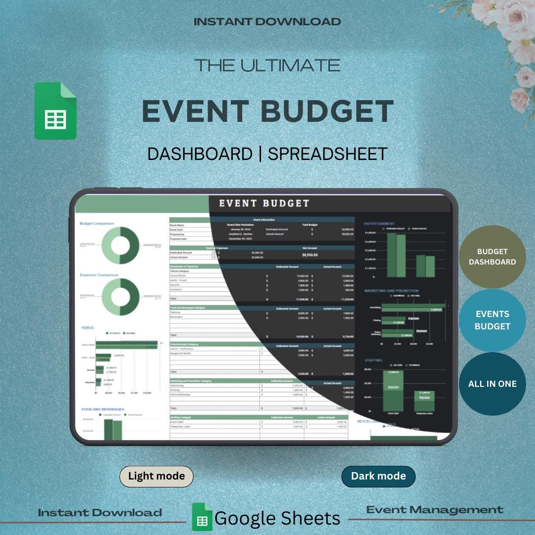 Event Budget Planner Spreadsheet Template | Instant Download | Google ...