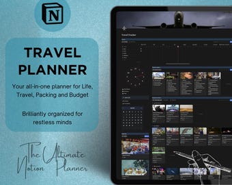 Notion-sjabloon reisplanner, vakantieplanner, vakantieplanner, sjabloon reisorganisator | Begripsjabloon Esthetisch reisplan