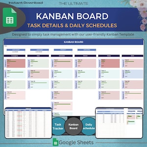 Kanban Board Spreadsheet Aufgabenpriorität-Tracker Mitarbeiter To Do-Liste Google Sheets Projektmanagment Excel Template Täglicher Wochenplaner