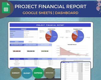 Project Budget Report Dashboard Spreadsheet | Project Cost Matrix & Financial Oversight | 2025 spreadsheet | Digital Download