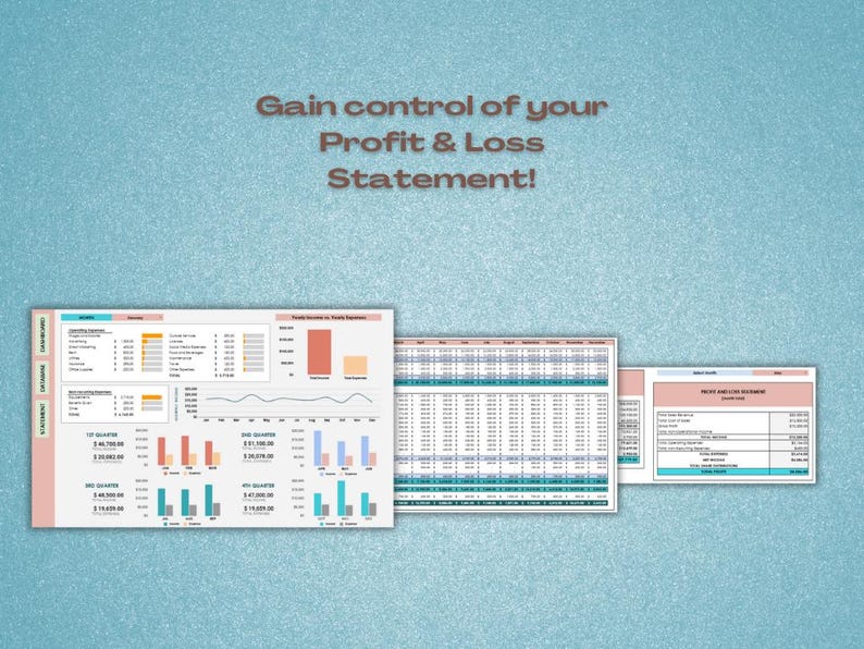 Profit and Loss Template Google Sheets | P and L Statement | Annual ...