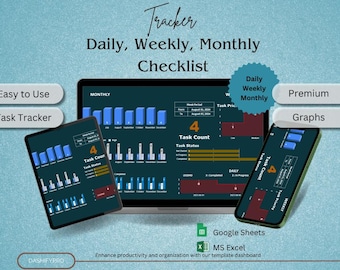 Daily Weekly Monthly To Do List Tracker | Spreadsheet | Excel |Checklist Tracker | Template | Dashboard | Activity Task Tracker