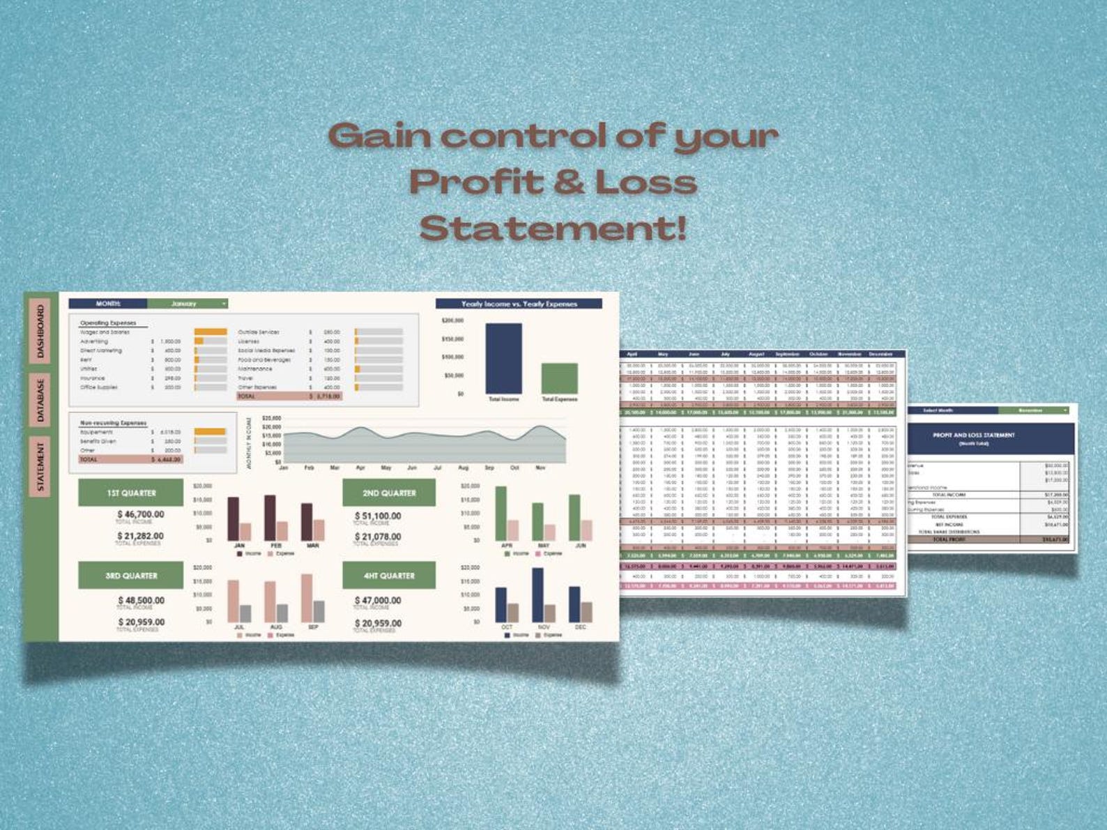 2025 Profit and Loss Template Google Sheets: P and L Statement Annual ...