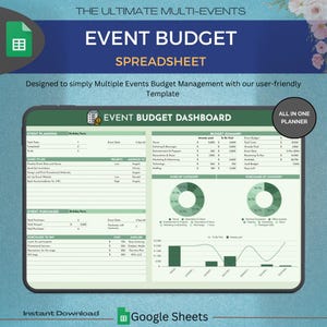 Modello di foglio di calcolo per pianificatore di budget per eventi / Download immediato / Fogli Google / Il miglior pianificatore di eventi / Tutto in un unico pianificatore