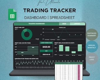 Crypto Trading Journal Google sheets | 2025 Trading Dashboard Spreadsheet | Trade Analysis Chart | Annual and Monthly Trading Report