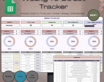 Weekly To Do List Template Task Planner Spreadsheet Google Sheets Monthly Weekly Daily Task Tracker Digital Planner To Do List Checklist