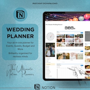 Wedding Planner Notion Template | Notion Wedding Timeline Calendar | Digital Wedding Planner | Wedding Budget Template | Wedding Guest list