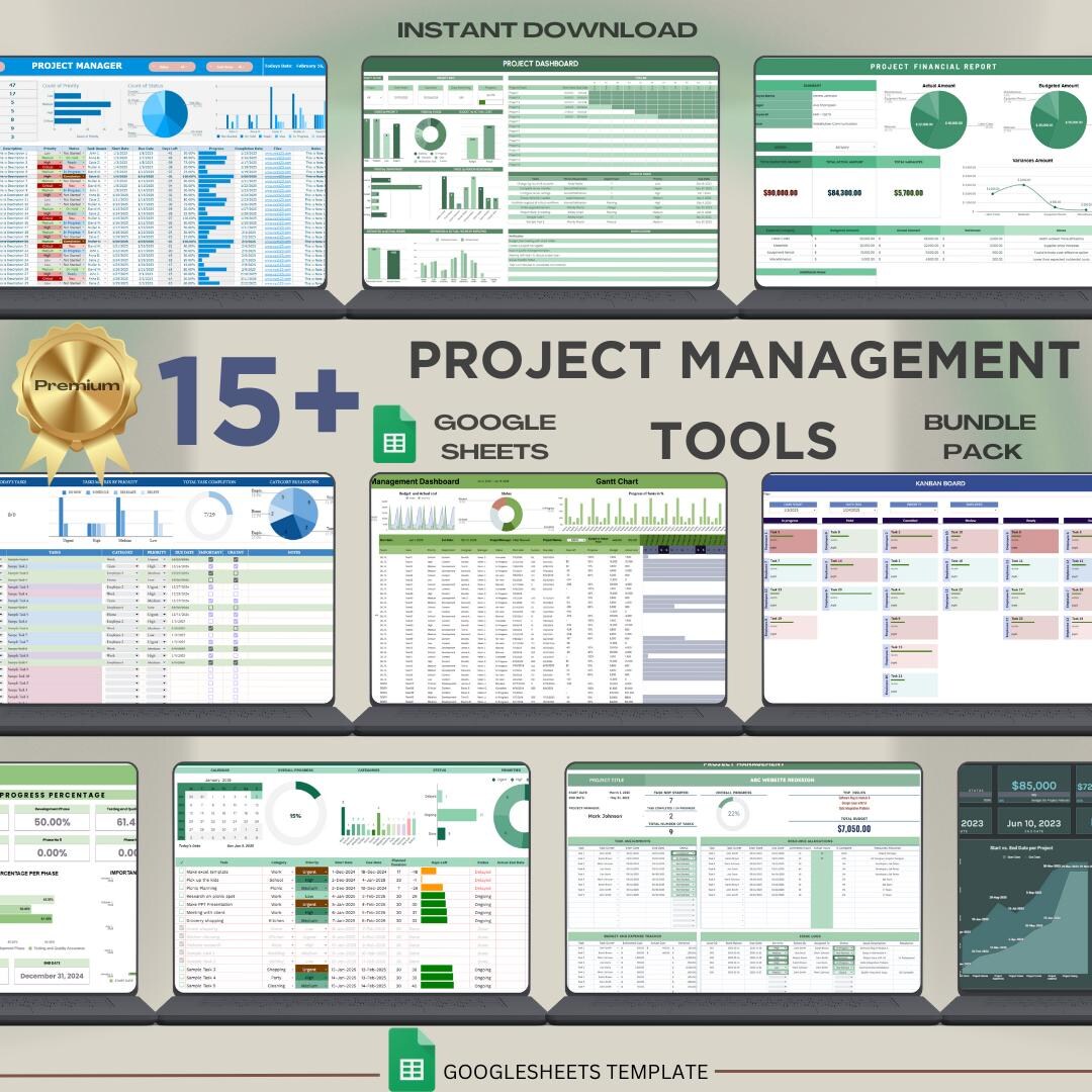 15+ Project Management Tools Bundle for Small Business | Gantt Chart ...