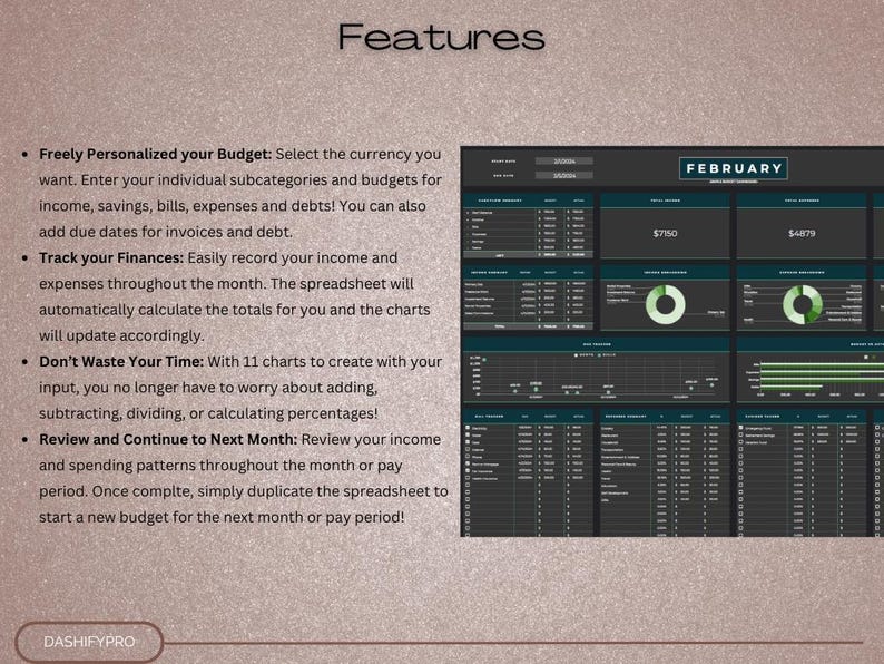 Monthly Budget Planner & Expense Tracker | Dark Theme Google Sheets ...