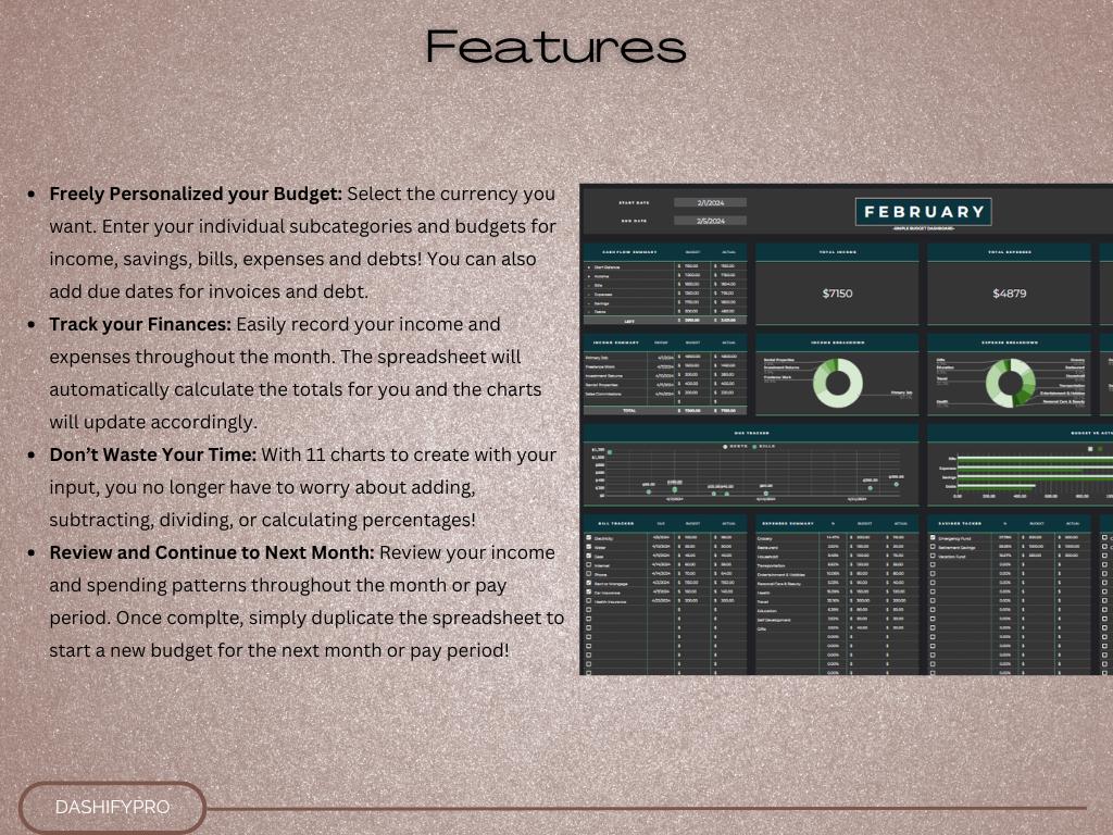 Monthly Budget Planner & Expense Tracker | Dark Theme Google Sheets ...