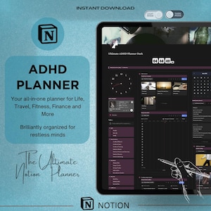 Notion Template ADHD Planner Notion Dashboard ADHD Digital Planner Adult ADHD Notion Templates Focus Planner Productivity Self Care Planner