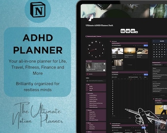 Modello Notion Planner ADHD Dashboard Notion Planner digitale ADHD Modelli Notion ADHD per adulti Focus Planner Produttività Self Care Planner