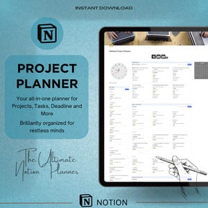 Project Management Notion Template, Project Planner Notion Templates, Notion Planner, Notion Dashboard, Project Dashboard, Notion Business