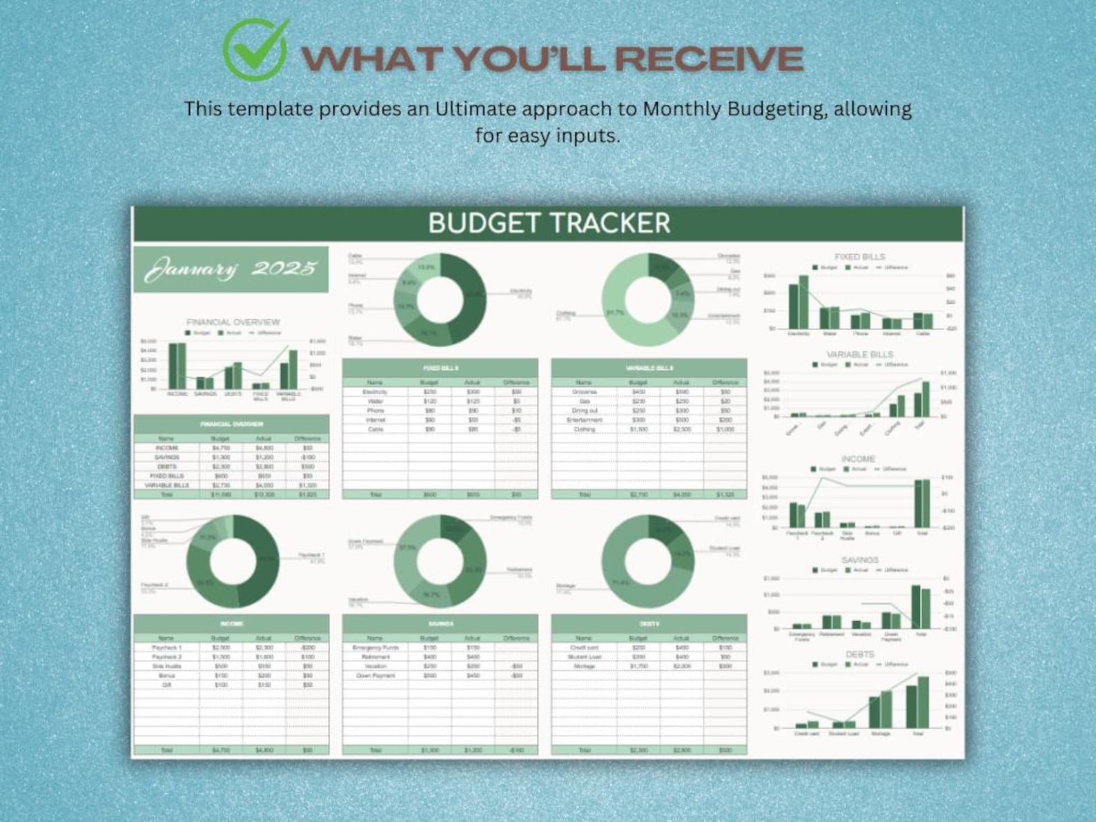 2025 Budget Google Sheets Monthly Budget Spreadsheet Income & Expense