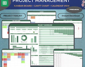 Project Management Toolkit for Small Business Project Planner Task Tracker Template Gantt Chart Business Planner Kanban Board Google sheets