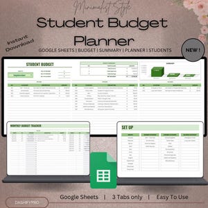 Könnte beinhalten: Eine Google Sheets-Tabellenvorlage für das Studentenbudget. Die Vorlage hat drei Registerkarten: Studentenbudget, Monatlicher Budget-Tracker und Einrichten. Die Registerkarte Studentenbudget enthält Abschnitte für Einnahmen, Ausgaben und Ersparnisse. Die Registerkarte Monatlicher Budget-Tracker ermöglicht es Benutzern, ihre Ausgaben für jeden Monat zu verfolgen. Die Registerkarte Einrichten ermöglicht es Benutzern, die Vorlage an ihre individuellen Bedürfnisse anzupassen.