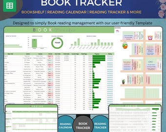 Book Tracker Digital Reading Journal, Digital Bookshelf, Reading Habit Planner,Library Tracker google sheets template Digital Reading Log
