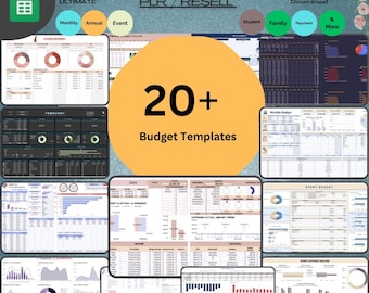 20+ Budget Spreadsheet Bundle Google Sheets Annual Budget Monthly Biweekly Family Budget Tracker Financial Planner
