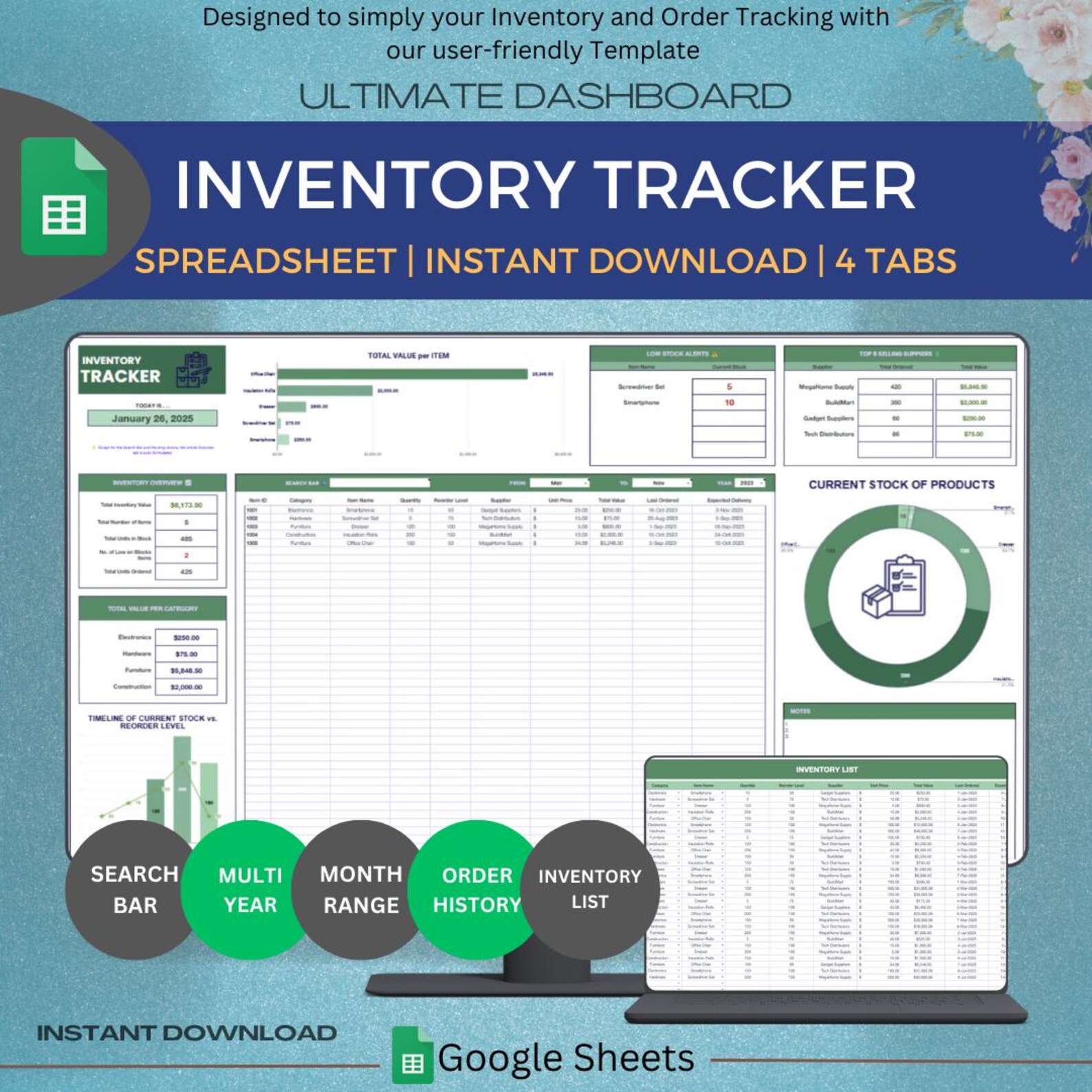 inventory template sheet: the ultimate guide to... Inventory Tracker Spreadsheet, Google Sheets, 2025 Inventory Template ...
