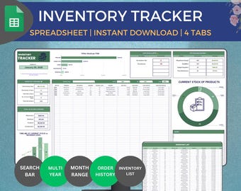 Inventory Tracker Spreadsheet, Google Sheets, 2025 Inventory Template Sheet, Inventory Log List, Inventory Order Management Business Tracker