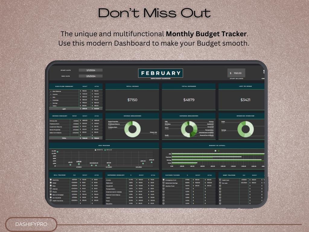 Monthly Budget Planner & Expense Tracker | Dark Theme Google Sheets ...