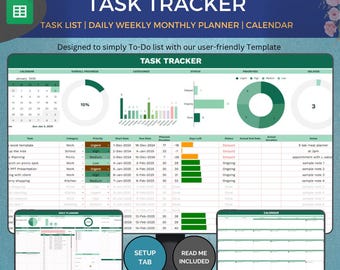 To Do List Task Tracker Template Productivity Planner Spreadsheet Daily Weekly Monthly  Task Management Checklist ADHD Google Sheets