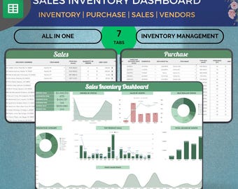 Sales & Inventory Dashboard Google Sheets Template Small Business Spreadsheet Digital Template Sales Statistics Online Sales Insight Manager