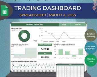 Crypto Trading Journal Google sheets | 2025 Trading Dashboard Spreadsheet | Trade Analysis Chart | Annual and Monthly Trading Report
