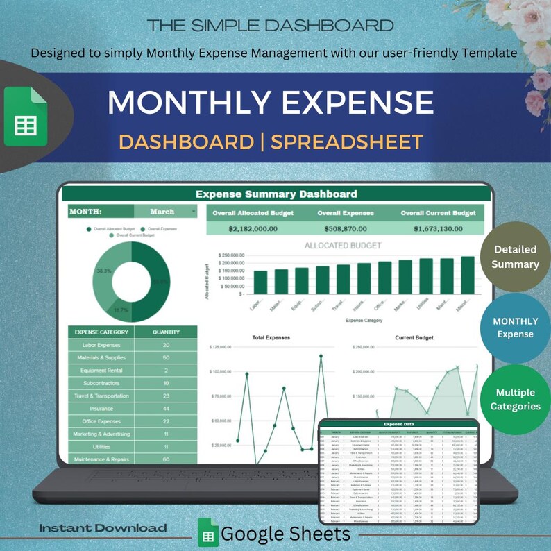 Simple Expense Tracker for Google Sheets | 2025 Personal Budget Planner ...