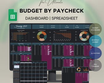 Budget By Paycheck Spreadsheet Financial Planner Template Bill Calendar View Google Sheets Monthly Tracker Bill Expenses Savings Debt