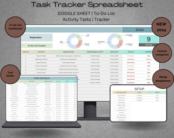 To Do List Tracker | Task Planner Google Sheets Template | Productivity Planner | Activity Task Tracker | Daily Checklist Template