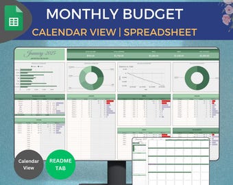 2025 Monthly Budget Spreadsheet | Bill Calendar | Simple Paycheck Budget | Personal Finances | Easy Google Sheets | Financial Planner Easy