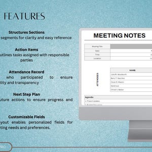 Meeting Notes Excel & Google Sheet Template | Agenda | Minutes | Action ...