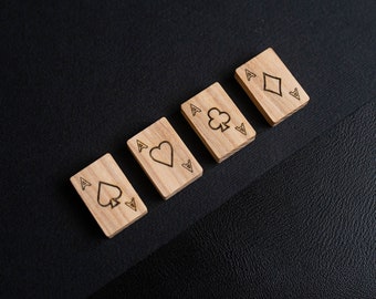 Magnets playing cards ash wood, neodymium magnets, fridge magnets, real wood, wooden magnets, pin board, decoration, gift, poker, ace