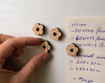 Wooden Flower Fridge Magnets, mini neodymium magnets, fridge magnets, real wood, wooden magnets, pin board, decoration, gift, strong magnets