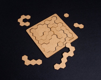 Zeshoekige MDF-puzzel: educatieve hersenkraker