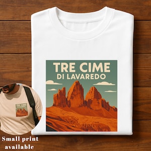 Tre Cime Dolomites TShirt, Dolomites Hiking Gift, Alta Via Italy Hiking Souvenir Tee, Mountain Adventure Shirt, Alpine Travel Gift Top Italy