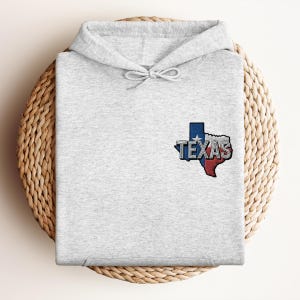 Texas Embroidered Hoodie, Minimal State Outline Sweatshirt, Lone Star State Gift, USA Travel Gift,Western USA Souvenir, Texas Pride Jumper