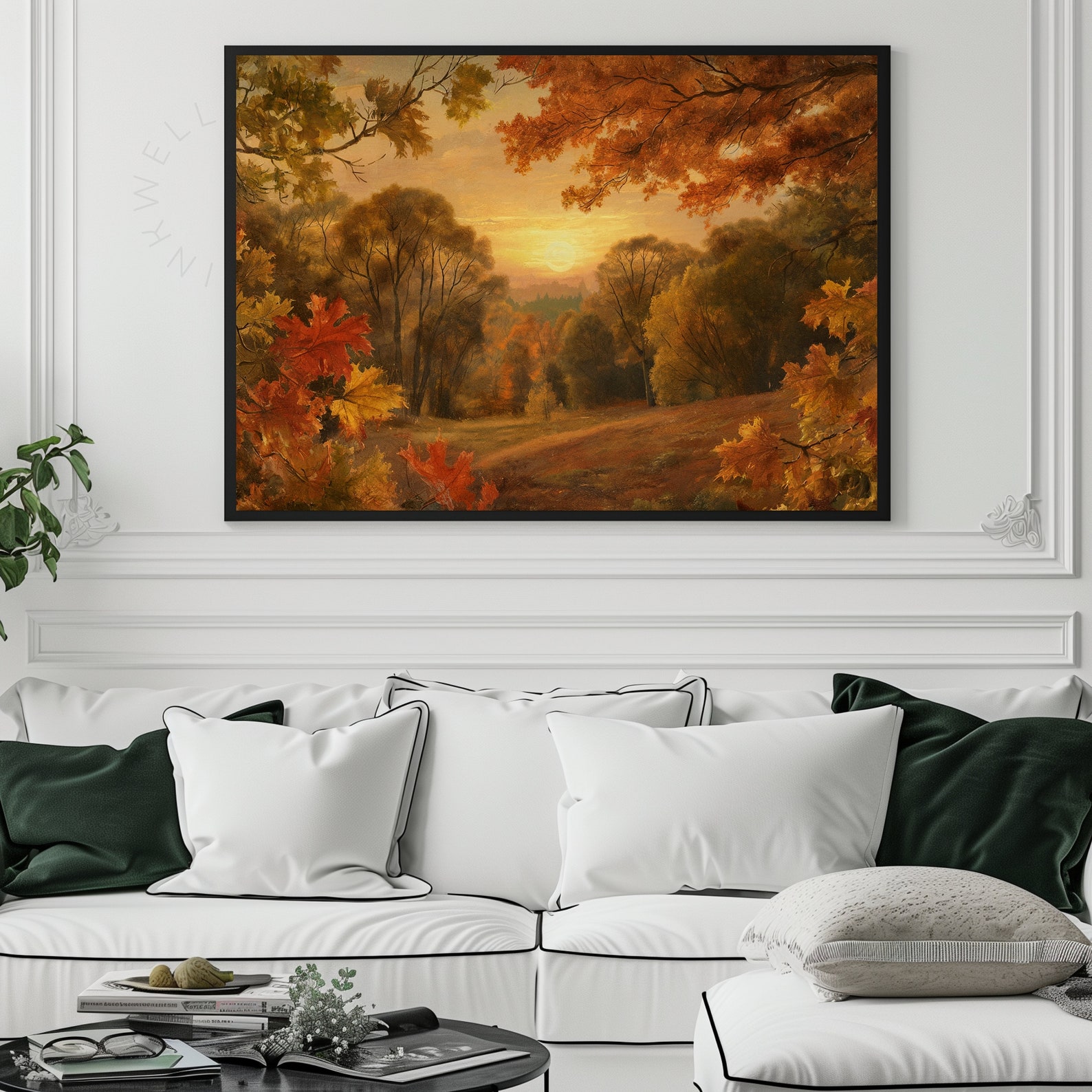 Printable Vintage Autumn Landscape Oil Painting, Vintage Landscape Art ...