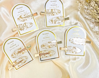 Gold Bridesmaid Hair Clips for Wedding Party, To Have And To Hold Your Hair Back, Bridesmaid Box Accessories, Wedding Party, Bridesmaid Gift
