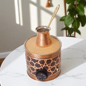 Traditional Handcrafted Copper Sand Coffee Maker Machine – 450 Watt, 110/220 Volt – Authentic Turkish Coffee Experience rich in foam
