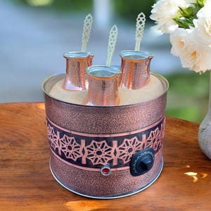 Traditional Handcrafted Copper Sand Coffee Maker Machine – With 3-Pots – 1000W, 110/220V – Authentic Turkish Coffee Experience rich in foam