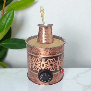 Traditional Handcrafted Copper Sand Coffee Maker Machine – 450 Watt, 110/220 Volt – Authentic Turkish Coffee Experience rich in foam