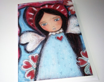 Wings of Love - Greeting Cards Set of 5 - Folk Art By FLOR LARIOS
